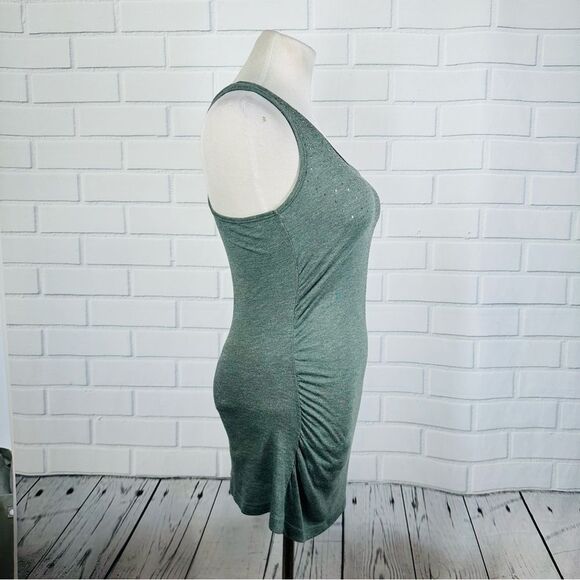 10/$25🦋 Forever 21 Gray Glitter Ruched Racerback Tank - Size Large - Picture 5 of 10